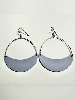 Nickel & Suede Periwinkle Hoop Earrings